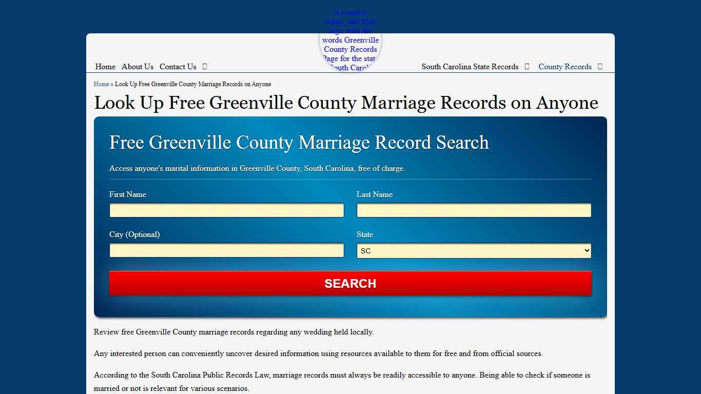 Look Up Free Greenville County Marriage Records on Anyone